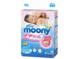 Japoniškos MOONY Sauskelnės Newborn 0-5kg, 90 vnt.