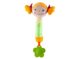 BabyOno Medžiaginis žaislas skleidžiantis garsus + kramtukas  Mergaitė 25,5cm. Nuo 6+ mėn. (1285)