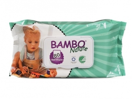 BAMBO NATURE drėgnos servetėlės vaikams su alavijų ekstraktu, 80 vnt.