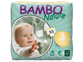 BAMBO Nature midi ekologiškos sauskelnės 5-9kg, 33vnt
