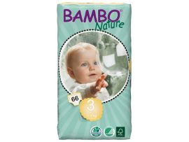 BAMBO Nature midi ekologiškos sauskelnės 5-9kg, 66vnt