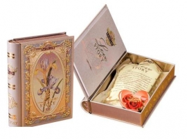 BASILUR Love Story Book Vol II Juoda ir žajioji Ceilono arbata Senčia su natūraliais burnočių žiedais, migdolų ir rožių skonio, 100g