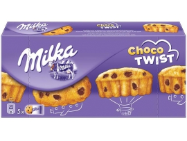 Biskvitiniai pyragaičiai su šokolado gabaliukais MILKA Choco Twist, 140g