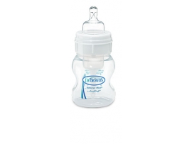 Dr.Brown's Natural Flow Plataus kaklelio kūdikių buteliukas 120ml.+ I lygio žindukas nuo 0 iki 3 mėn. (555)