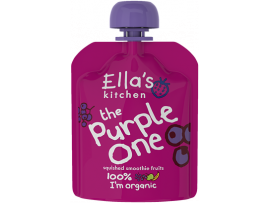 EKOLOGIŠKA Ella's Kitchen JUODŲJŲ SERBENTŲ, MĖLYNIŲ, OBUOLIŲ ir BANANŲ tyrelė THE PURPLE ONE vaikams nuo 1 metų., 90g.