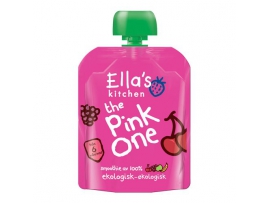 EKOLOGIŠKA Ella's Kitchen OBUOLIŲ, BANANŲ, VYŠNIŲ IR AVIEČIŲ tyrelė vaikams nuo 1 metų THE PINK ONE, 90g.