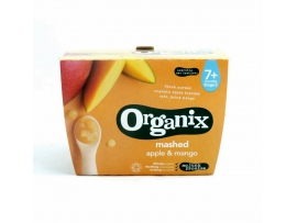 EKOLOGIŠKA obuolių gabaliukų ir mango tyrelė, kūdikiams nuo 7 mėn., Organix, 4x95 g
