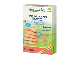 Ekologiški tirpstantys sausainiai ALPINE SU PREBIOTIKAIS, kūdikiams nuo 6 mėn. FLEUR ALPINE ORGANIC, 150g