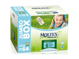 Ekologiškos MOLTEX NATURE junior sauskelnės 5 dydis, 11-25kg, 64 vnt., Jumbo box