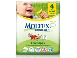 Ekologiškos MOLTEX NATURE maxi sauskelnės 4 dydis, 7-18kg, 30 vnt.