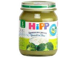 HiPP BIO brokoliai su ryžiais, kūdikiams nuo 5 mėn., neto masė 125g