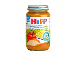 HiPP BIO daržovės su veršiena ir makaronais kūdikiams nuo 12 mėn., neto masė 220g