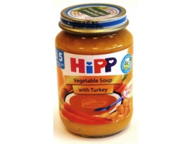 HiPP BIO daržovių sriuba su kalakutiena, kūdikiams nuo 4mėn., neto masė 190g
