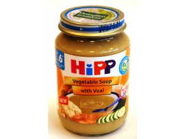 HiPP BIO daržovių sriuba su veršiena, kūdikiams nuo 6mėn., neto masė 190g