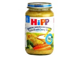 HiPP BIO makaronai su brokoliais grietinėlės padaže kūdikiams nuo 8 mėn., neto masė 220g