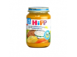 HiPP BIO morkos ir bulvės su ėriuko mėsa, kūdikiams nuo 4 mėn., neto masė 190g