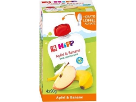 HIPP BIO Obuolių, bananų tyrelės, kūdikiams nuo 4 mėn, neto masė 4x90g