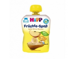 HIPP BIO obuolių, kriaušių ir bananų tyrelė, kūdikiams nuo 12mėn., 90g