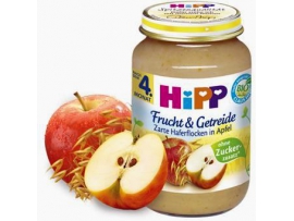 HiPP BIO obuolių tyrelė su avižomis, kūdikiams nuo 4mėn., neto masė 190g