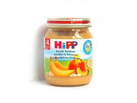 HiPP BIO persikai su bananais, kūdikiams nuo 4 mėn., neto masė 125g