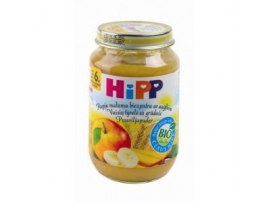 HiPP BIO vaisių tyrelė su grūdais, kūdikiams nuo 6mėn., neto masė 190g
