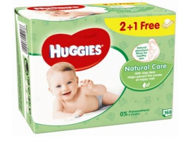 Huggies Natural Care drėgnos servetėlės 2+1 nemokamai (3*56vnt)