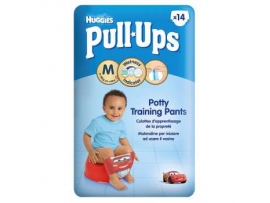 HUGGIES Pull-Ups sauskelnės-kelnaitės berniukams, M dydis (11-18 kg) 14vnt.