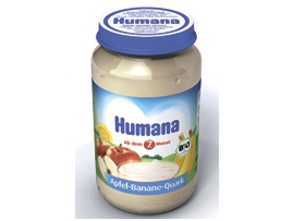 Humana BIO obuolių-bananų-varškės tyrė, nuo 7mėn. 190g