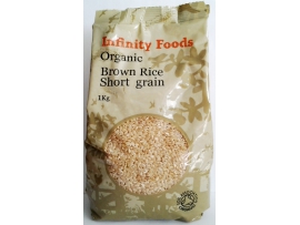 INFINITY FOODS ekologiškos trumpų grūdų rudieji ryžiai,1kg