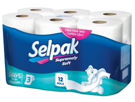 ITIN MINKŠTAS turkiškas tualetinis popierius Selpak, 3 sluoksniai, 12 vnt