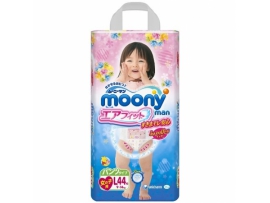 Japoniškos MOONY sauskelnės-kelnaitės mergaitėms, L dydis, 9-14 kg, 44 vnt.