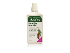 JASON HealthyMouth natūralus mažinantis akmenų susidarymą skalavimo skystis su cinamonu ir arbatmedžio aliejumi 473 ml.