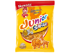 LAJKONIK Junior Safari sūrūs krekeriukai, neto masė 125g
