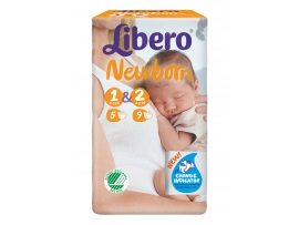 LIBERO Newborn sauskelnės 1 dydis (2-5kg) ir 2 dydis (3-6 kg) pakuotėje, viso 14vnt (5+9vnt)