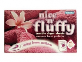Malonaus aromato skalbinių džiovyklės servetėlės NICE'n'FLUFFY TUMBLE D/SHEETS, 40 vnt