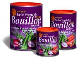 MARIGOLD tirpus šveicariškas daržovių sultinys veganams, silpnai sūdytas (violetinė dėžutė), neto masė 1kg