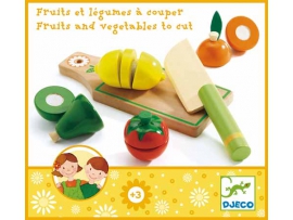 Medinis PJAUSTOMŲ vaisių ir daržovių rinkinys, DJECO, vaikams nuo 3+ metų (DJ06526)