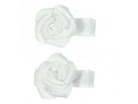 MINI MISS Kaspinėliai Baltos mini roželės su metaliniais segtukais, 2 vnt., dydis ~ 2,5 cm