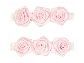 MINI MISS Kaspinėliai Rožinės rožės  su metaliniais segtukais, 2 vnt., dydis ~7,5 cm