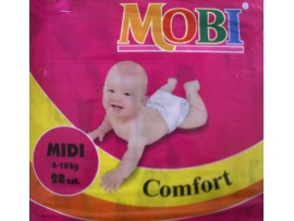 MOBI Comfort vienkartinės sauskelnės MIDI (4-10kg), 28vnt