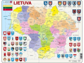 NORVEGIŠKA lietuviška dėlionė Lietuvos Politinis Žemėlapis, Maxi, 3-7 m. vaikams Larsen