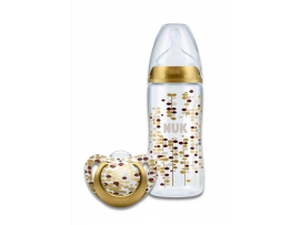 NUK GOLD rinkinys: buteliukas iš poliamido, 300ml,  čiulptukas silikoninis su dangteliu, kūdikiams nuo gimimo iki 6 mėn., NUK