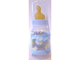 NUK standartinis plastikinis buteliukas 110ml. lateksiniu  žinduku, nuo 0-6 mėn. 1vnt. (743.397)