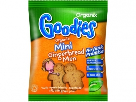 ORGANIX GOODIES ekologiški imbieriniai sausainiai  Mini žmogeliukai, vaikams nuo 1 metų, 25g
