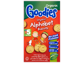 ORGANIX GOODIES ekologiški sausainiai Raidelės, vaikams nuo 1 m., neto masė 125g