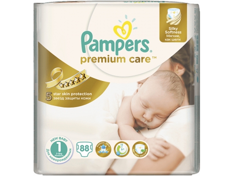 PAMPERS Premium Care sauskelnės 1 Newborn (2-5kg) 88vnt. | Foxshop.lt