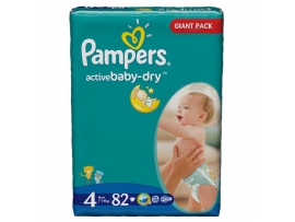 PAMPERS Active Baby sauskelnės 4 maxi (7-14kg) GIANT Pack 76vnt.