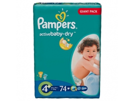 PAMPERS Active Baby sauskelnės 4+ maxi plus (9-16kg) GIANT Pack 70vnt.