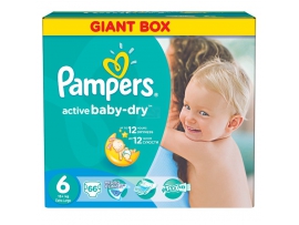 PAMPERS Active Baby  sauskelnės dėžėje, 6 Extra Large (16+kg) GIANT 66vnt.