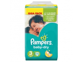 PAMPERS Baby-dry sauskelnės 3 dydis (4-9kg), GIGA pack 136 vnt